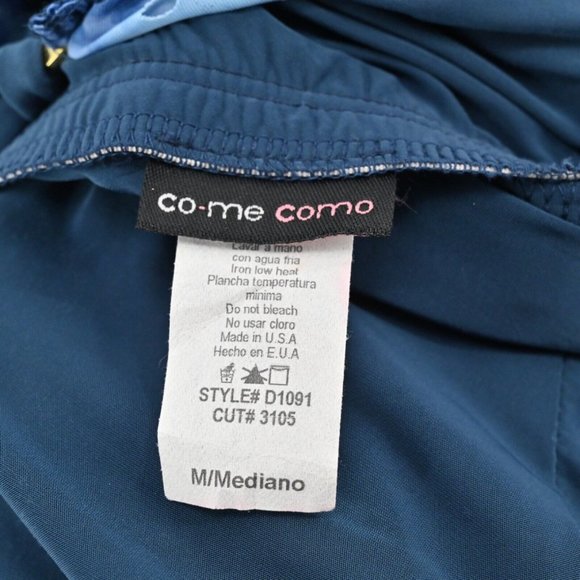 Vintage Y2K COME COMO Womens Blue Halter Strap Dress Metallic Asymmetric Size M - Picture 8 of 9